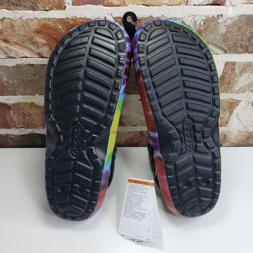 Crocs Unisex Classic Tie-Dye Lined Clog - Multi/Black NWT Mens Size 12 - Picture 6 of 9